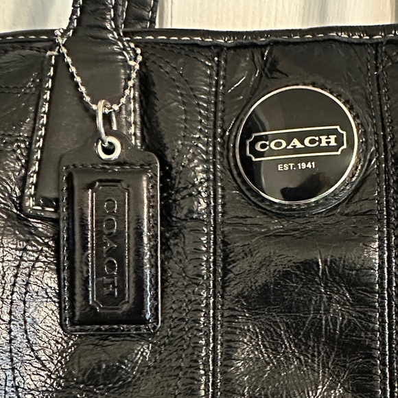 Coach Black Patent Leather Kiss Lock Bag
